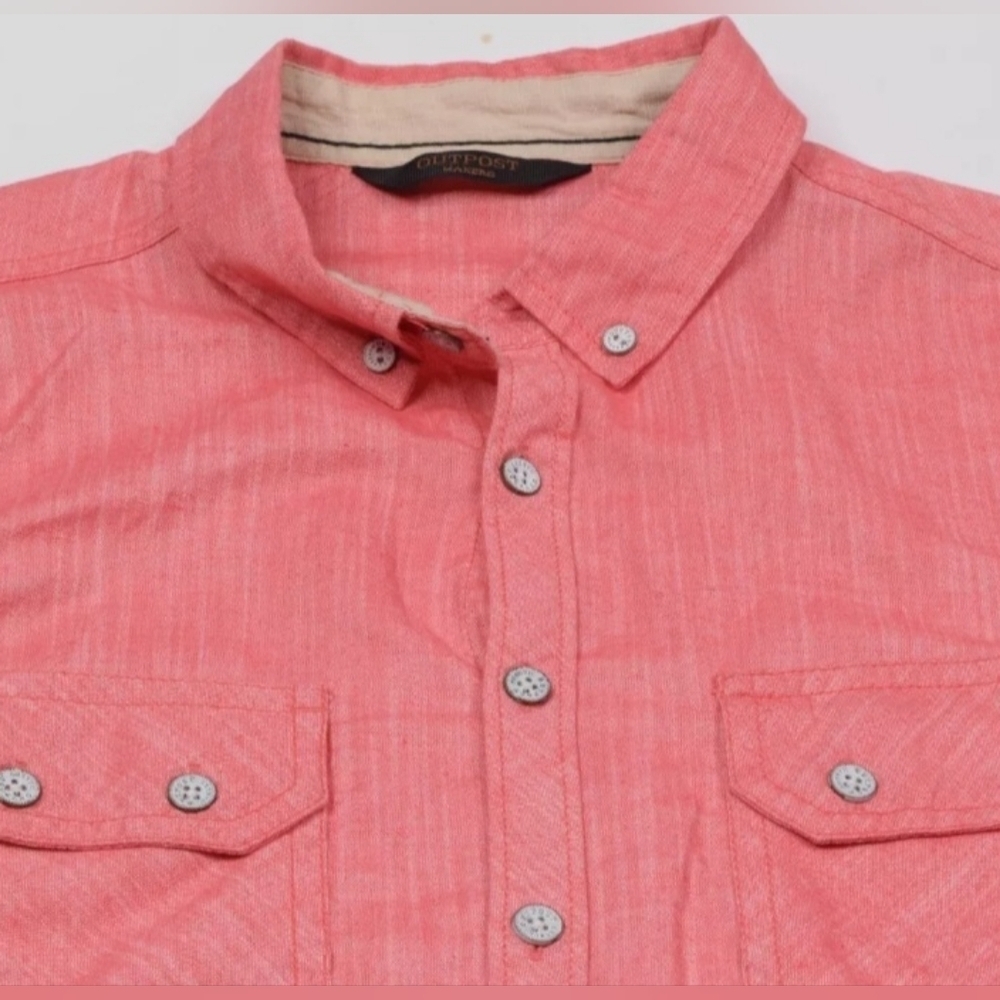 Buckle Exclusive Outpost Makers Mens Large, Salmon Color, Long Sleeve, Button Up - Picture 2 of 7
